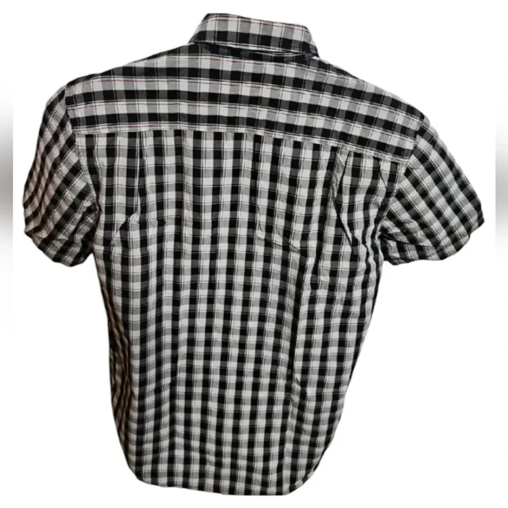 Carhartt Men’s L Relaxed Fit Black Gray Plaid Short Sleeve Shirt Grunge Workwear - Picture 3 of 4